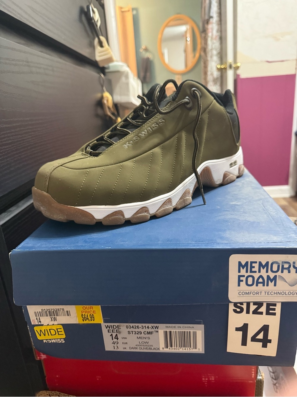 K-Swiss Olive Green and Gum-Trim Men's Trainer